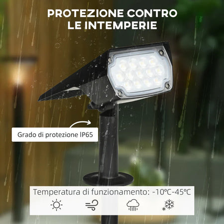 set da 4 Faretti da Giardino e Muro con Picchetto, Luce Solare 2 Luminosità, 17x10x48.3cm Nero XB3B30-025V00BKXB3