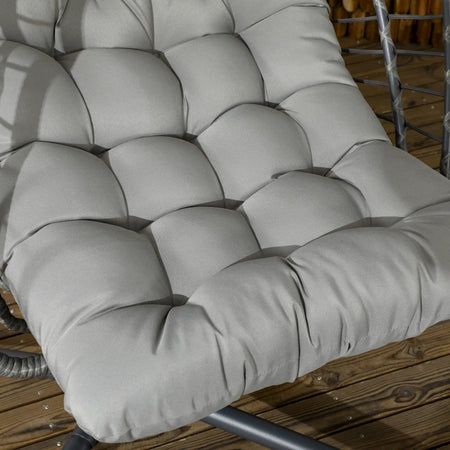 Poltrona Sospesa in Rattan PE con Cuscino, Seduta Pieghevole e Struttura in Acciaio, Grigio 867-157V00CG