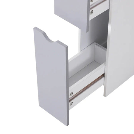 Mobiletto a Colonna Salvaspazio in Legno, Armadietto da Bagno con Ripiani e Armadietti, Bianco, 15x33x136.5cm RF7834-114RF7
