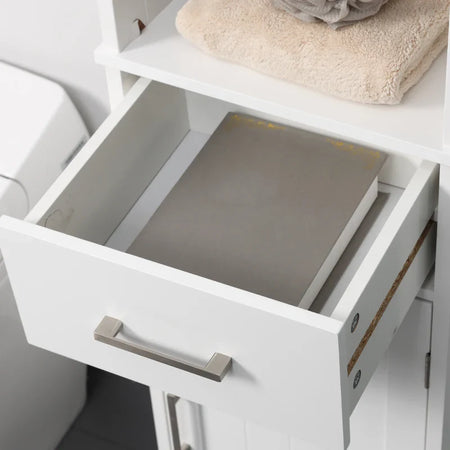 Armadietto Bagno con Scaffale a 3 Livelli, 1 Cassetto e 1 Mobiletto, 34x30x163cm AZ7834-364LGAZ7