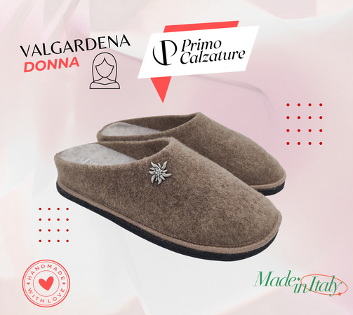 Primo Calzature Ciabatte Donna ValGardena Pantofole Invernali da Casa in Lana, Suola in Feltro con Plantare Estraibile