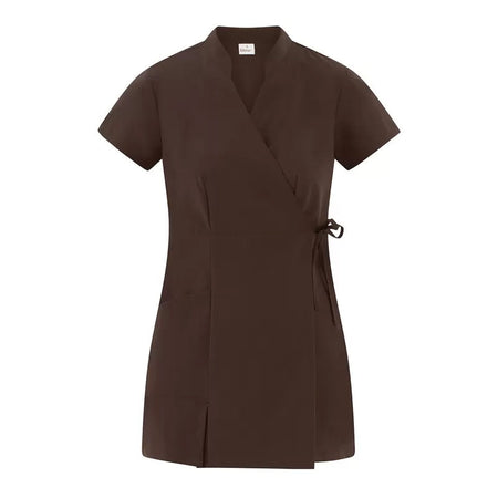 Kimono Donna Paola Marrone Manica Corta Kimono Elasticizzato Estetista Parrucchiera Massaggi