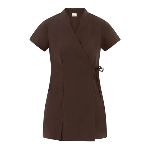 Kimono Donna Paola Marrone Manica Corta Kimono Elasticizzato Estetista Parrucchiera Massaggi