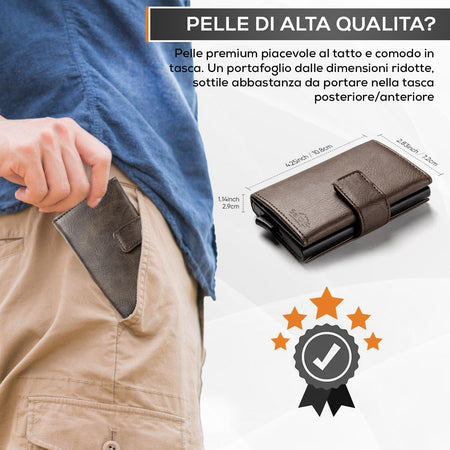 SEI G Portafoglio uomo portacarte marrone blocco RFID