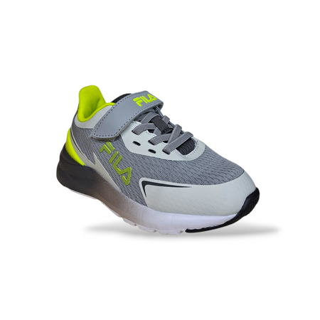 FILA Crusher FFK0076 – Sneakers Bambino Grigio Giallo Nero | Velcro e Laccio Elastico | Taglie 28-35