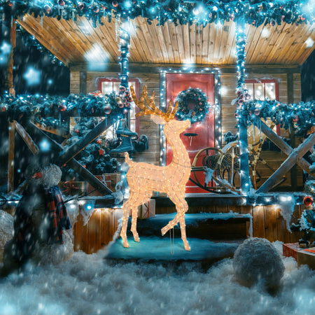 Renna Cream & Brown con zampa alzata, led bianco extra caldo