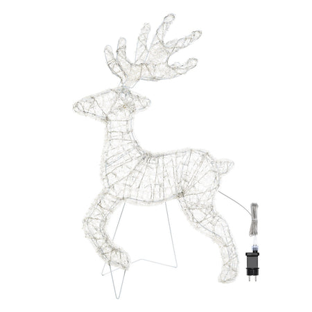 Decorazione natalizia "Renna galoppante" 3D con led bianco per uso interno ed esterno