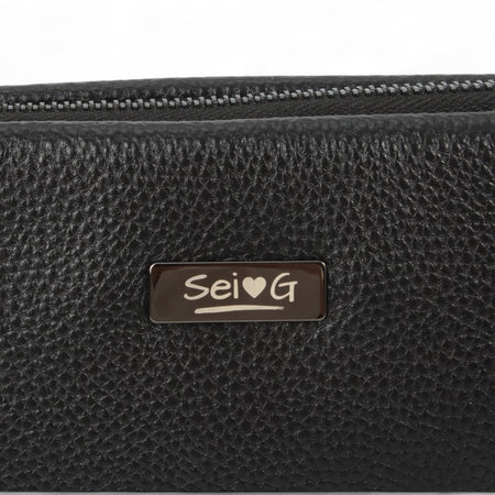 Sei G pochette nera da uomo con lucchetto ID