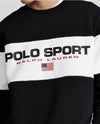Ralph Lauren Felpa Uomo Polo Sport Usa Senza Cappuccio Girocollo Bianca E Nera Felpa Polsini E Bordo a Coste