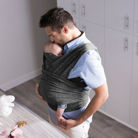 CHICCO Boppy Comfyfit Evolution - Portabebè, Semplice da Indossare e Regolabile, Portabebè Neonato Fronte Mamma Ergonomico con Supporto Testa e Collo, Ampie Fasce Da Annodare, Giromanica Regolabile, 0 Mesi+, colore GREY grigio