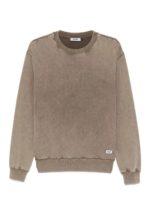 GCDS FELPA STONE WASHED WEAR CREWNECK da uomo