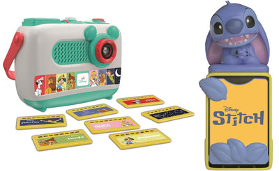 CLEMENTONI Disney Proiettore Raccontastorie Plus + Cartuccia Proiettore Stitch - Storyteller Disney, Proiettore Storie Bambini Italiano, Cantastorie Con Proiezione, Educativo Elettronico Parlante, con estensione per storie di Stitch, 17507 + 17584