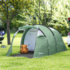 Tenda da Campeggio 2-4 Posti con Telo Impermeabile e Porte con Cerniera, 426x206x15 cm, Verde Scuro