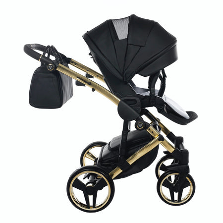 Trio Junama Diamond Fluo in Pelle V2 Nero Telaio Oro Giallo Navicella Nera