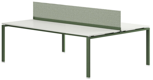 Bench operativa con due posti di lavoro, con pannello divisorio e gambe a cavalletto cm. 140/160/180x164x73/107,3h