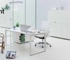 Scrivania con gambe ad anello metalliche per ufficio operativo cm. 120/140/160/180/200 x80x73h