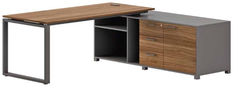 Scrivania con gambe ad anello metalliche per ufficio operativo cm. 120/140/160/180/200 x80x73h