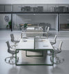 Scrivania con gambe ad anello metalliche per ufficio operativo cm. 120/140/160/180/200 x80x73h