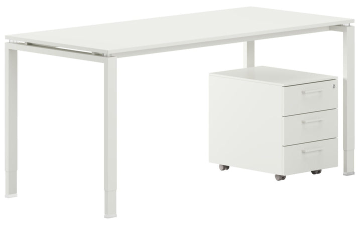 Scrivania con gambe a ponte regolabili in altezza per ufficio operativo cm. 120/140/160/180 x80x65/85h