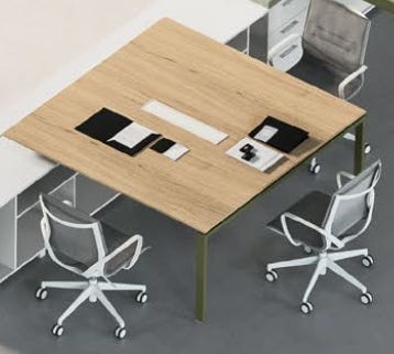 Doppio tavolo riunione con gambe a cavalletto in metallo e piano in melaminico cm. 280/320/360 x164x73h