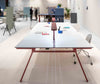 Scrivanie contrapposte con struttura metallica e top in melaminico operative cm. 140/160/180x80x75h