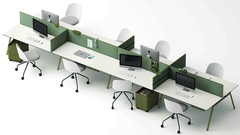 Scrivanie contrapposte con struttura metallica e top in melaminico operative cm. 140/160/180x80x75h