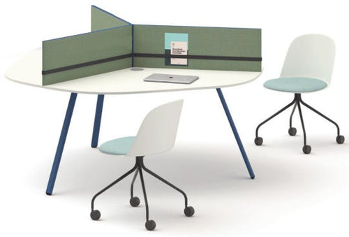 Tavolo sagomato per sala riunione in melaminico con struttura metallica cm. 188x178x75h