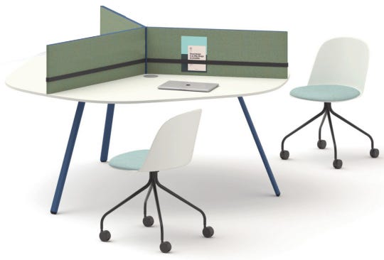 Tavolo sagomato per sala riunione in melaminico con struttura metallica cm. 188x178x75h