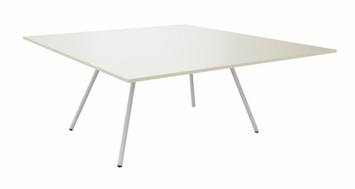 Tavolo riunione con top quadrato in melaminico e struttura metallica in vari colori cm. 160x160x75h