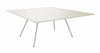 Tavolo riunione con top quadrato in melaminico e struttura metallica in vari colori cm. 160x160x75h