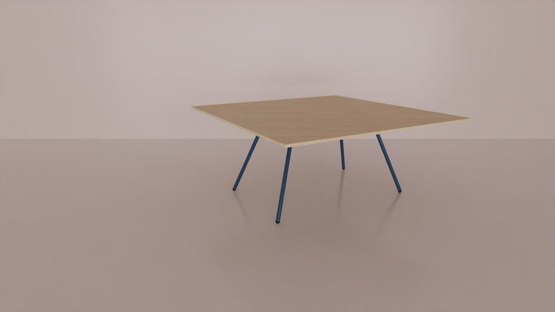 Tavolo riunione con top quadrato in melaminico e struttura metallica in vari colori cm. 160x160x75h