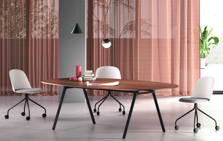 Tavolo da riunione con struttura metallica e piano in melaminico cm. 244/297x128x75h