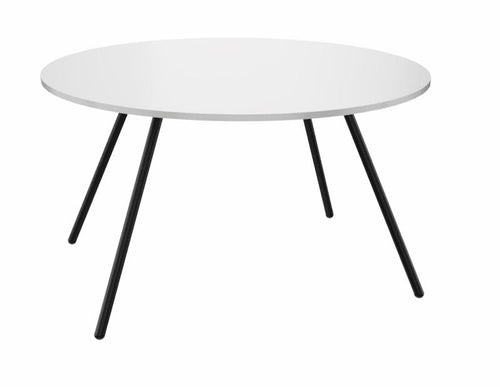 Tavolo rotondo per sala riunione con piano melaminico e struttura metallica cm. 120/160x75h