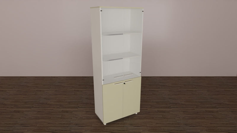 Libreria da ufficio con ante in vetro o melaminico a scelta, in vari colori cm. 80x40x198,8h