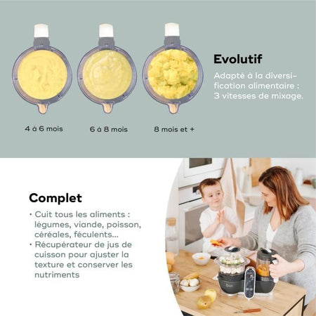 BABYMOOV Robot per alimenti per bambini Nutribaby (+) Grigio industriale