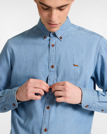 Harmont&amp;blaine camicia in denim uomo sky da uomo
