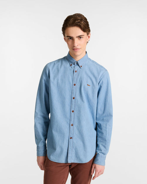 Harmont&blaine camicia in denim uomo sky da uomo