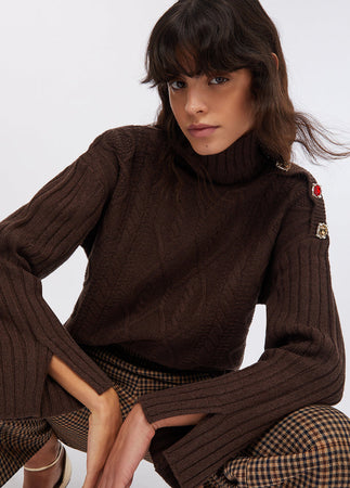 LIU JO maglia donna cioccolato da donna