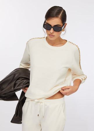 LIU JO felpa donna bianco latte da donna