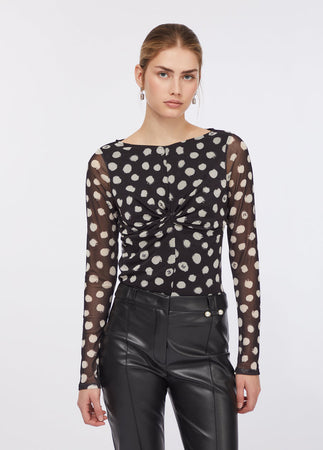 LIU JO t-shirt donna nero a pois da donna