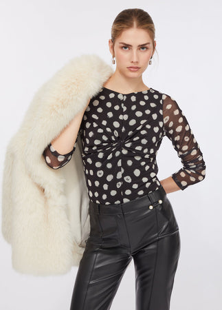 LIU JO t-shirt donna nero a pois da donna