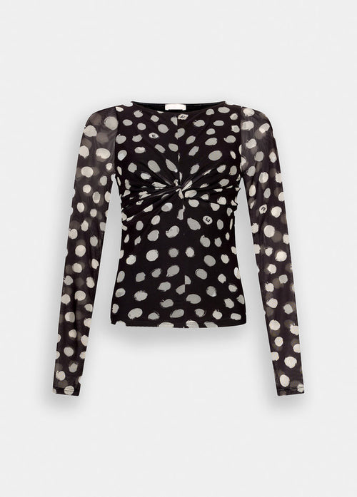 LIU JO t-shirt donna nero a pois da donna
