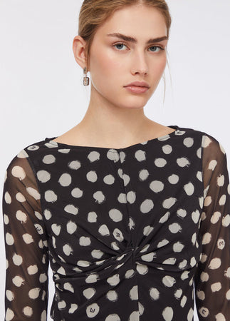 LIU JO t-shirt donna nero a pois da donna