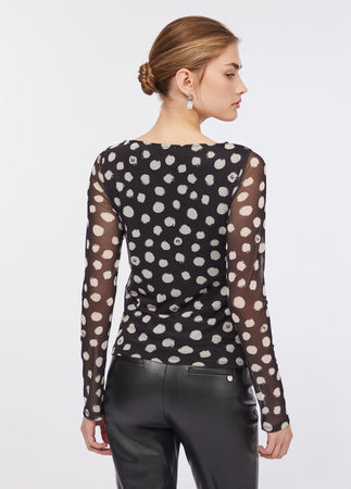 LIU JO t-shirt donna nero a pois da donna