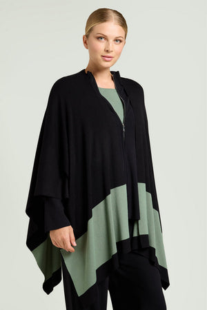 L.VIOLA mantella donna nero e verde da donna