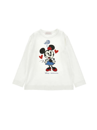 MONNALISA t-shirt bambina panna stampa minnie da bambino