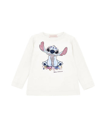 MONNALISA t-shirt bambina panna stampa stitch da bambino