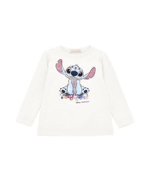 MONNALISA t-shirt bambina panna stampa stitch da bambino