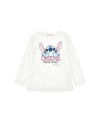 MONNALISA t-shirt bambina panna stampa stitch da bambino