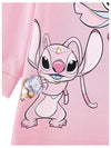 MONNALISA abito felpa bambina rosa stampa stitch da bambino
